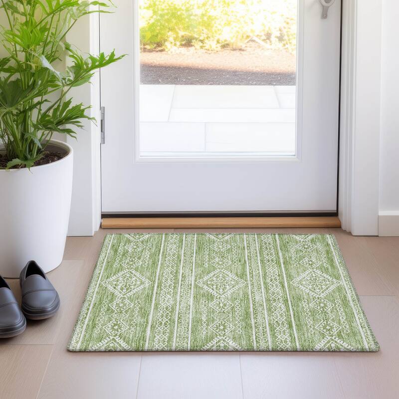 Premium Washable Super Soft Boho Globe Mayfield Rug - Green - 1'8" x 2'6"