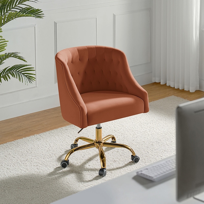 Lydia Modern Velvet Office Chair Task Chair with Button-tufted Back by HULALA HOME