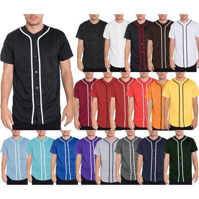 Mens Baseball Button Down Jersey Hipster Hip Hop T