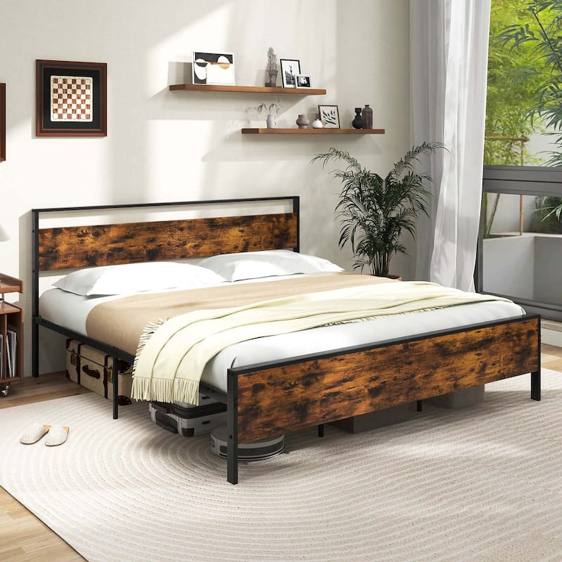 Costway Twin/Full/Queen/King Size Bed Frame with Wooden Headboard and