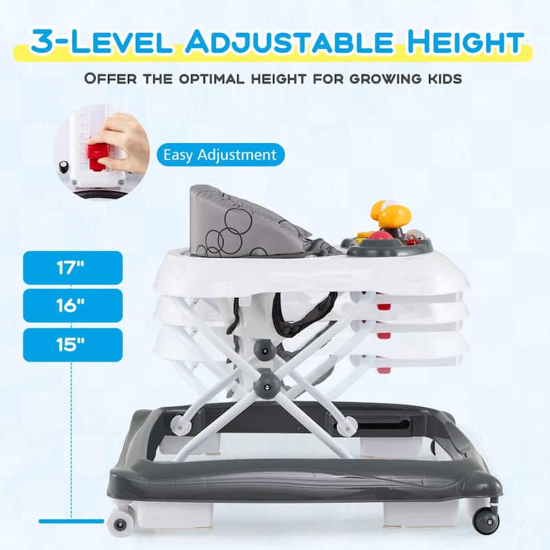 Honeyjoy Foldable Baby Walker with 3 Adjustable Heights Comfy Padded - See Details