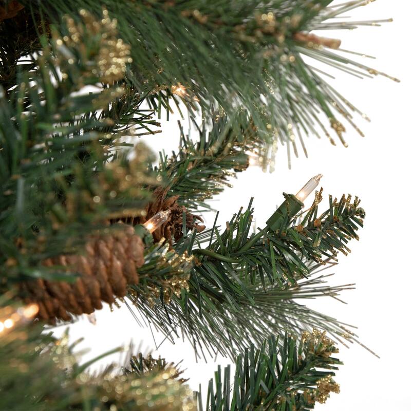 7' Pre-Lit Yorkshire Pine Pencil Artificial Christmas Tree Clear Lights
