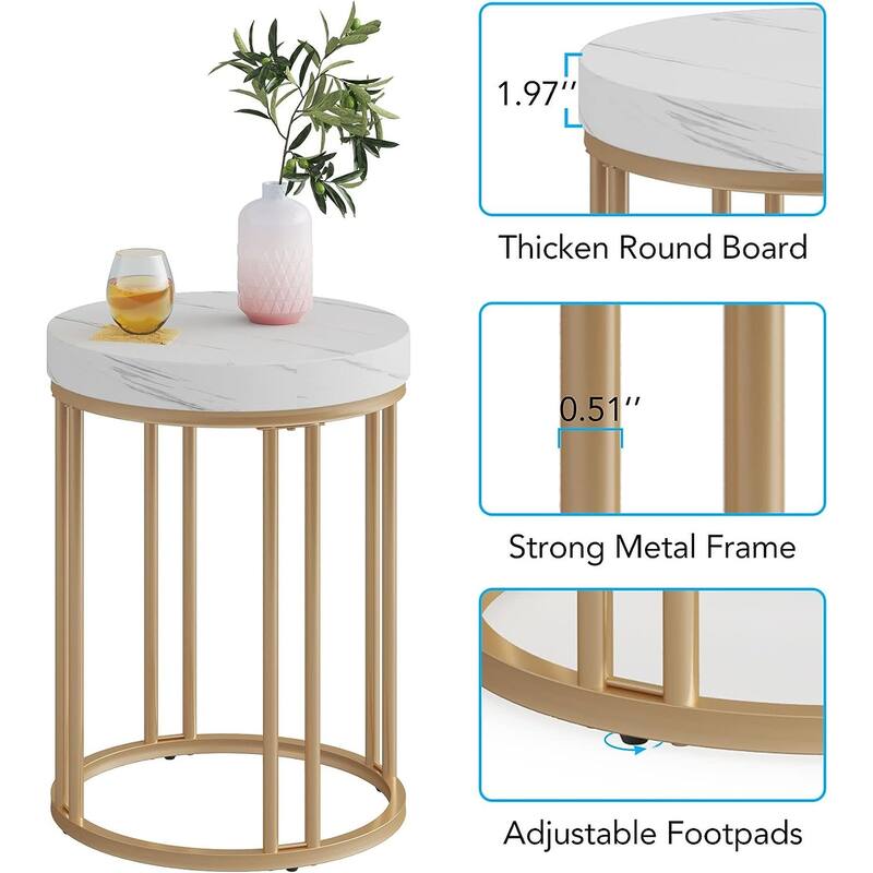 Round End Table, Modern Side Table Small Accent Table Nightstand