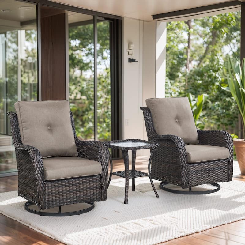 Gymojoy Wicker Swivel Glider Chair Outdoor Rocking Seating with Olefin Cushions