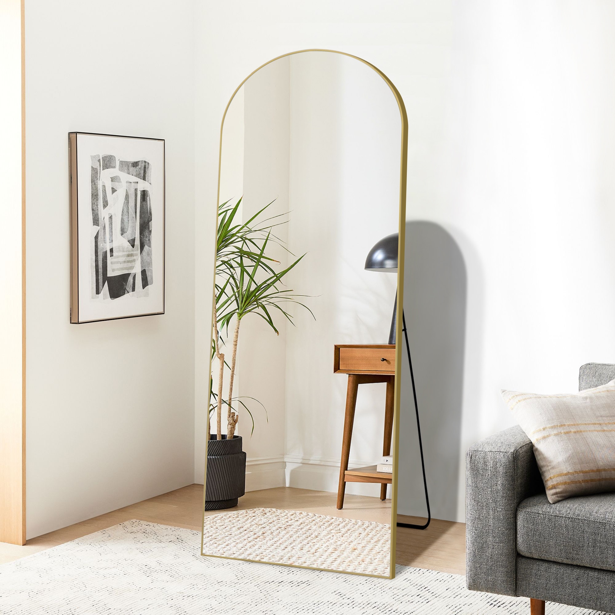 64x21Arch Full Length Floor Mirror with Stand Aluminum Alloy Frame,Wall-Mounted  Mirror - On Sale - Bed Bath & Beyond - 39553266