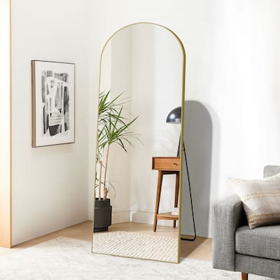 Arch Full Length Floor Mirror with Stand Aluminum Alloy Frame,Wall-Mounted Mirror