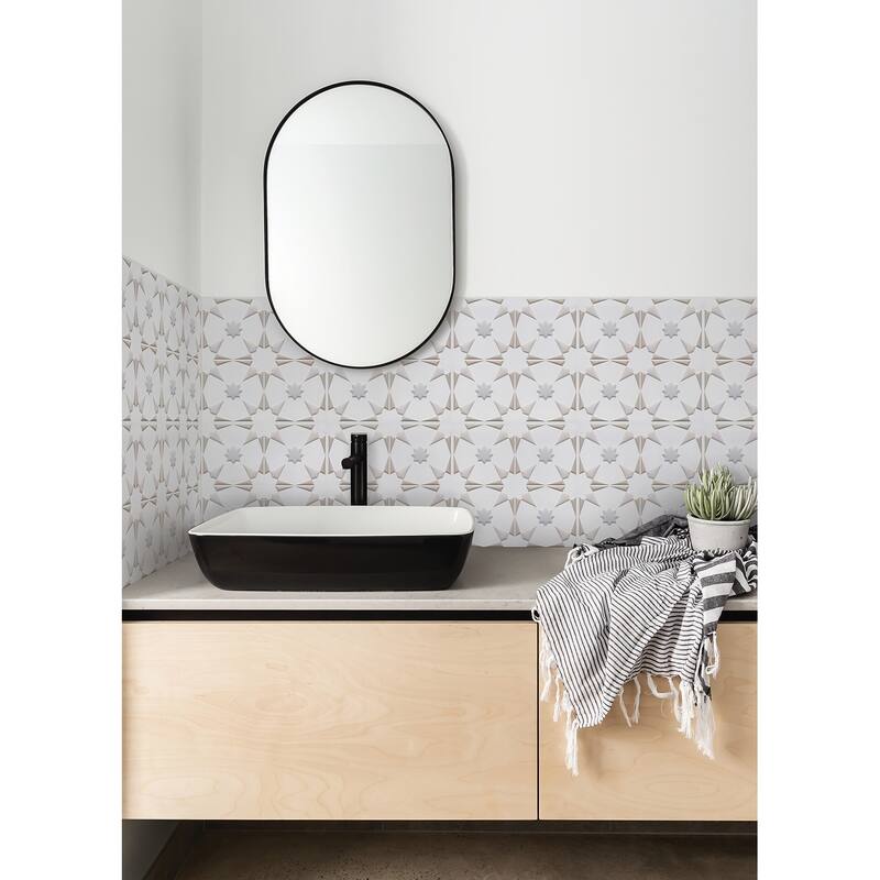 InHome Neutral Vega Peel & Stick Embossed Tile Backsplash