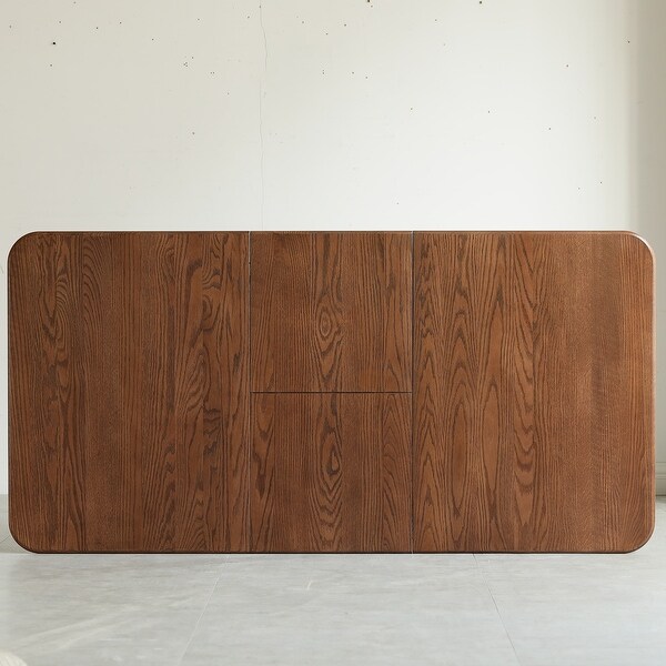 Walnut color solid oak round corner Dining table wood(Only Table