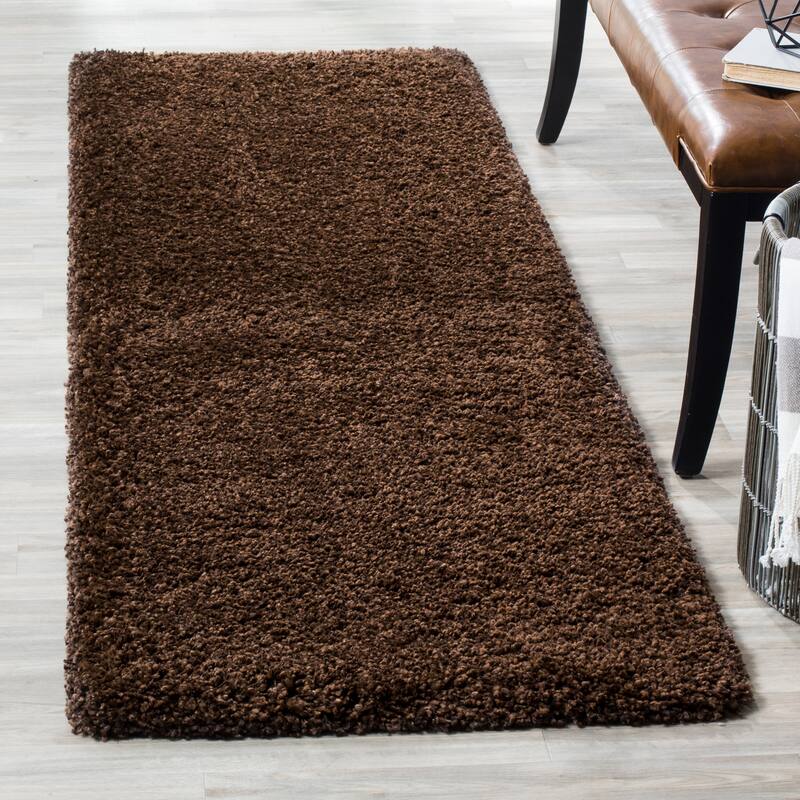 SAFAVIEH California Premium Shag Izat 2-inch Thick Area Rug - 2'3" x 11' Runner - Brown