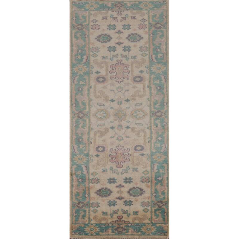 Oushak Oriental Runner Rug Handmade Wool Carpet - 2'7" x 7'10"