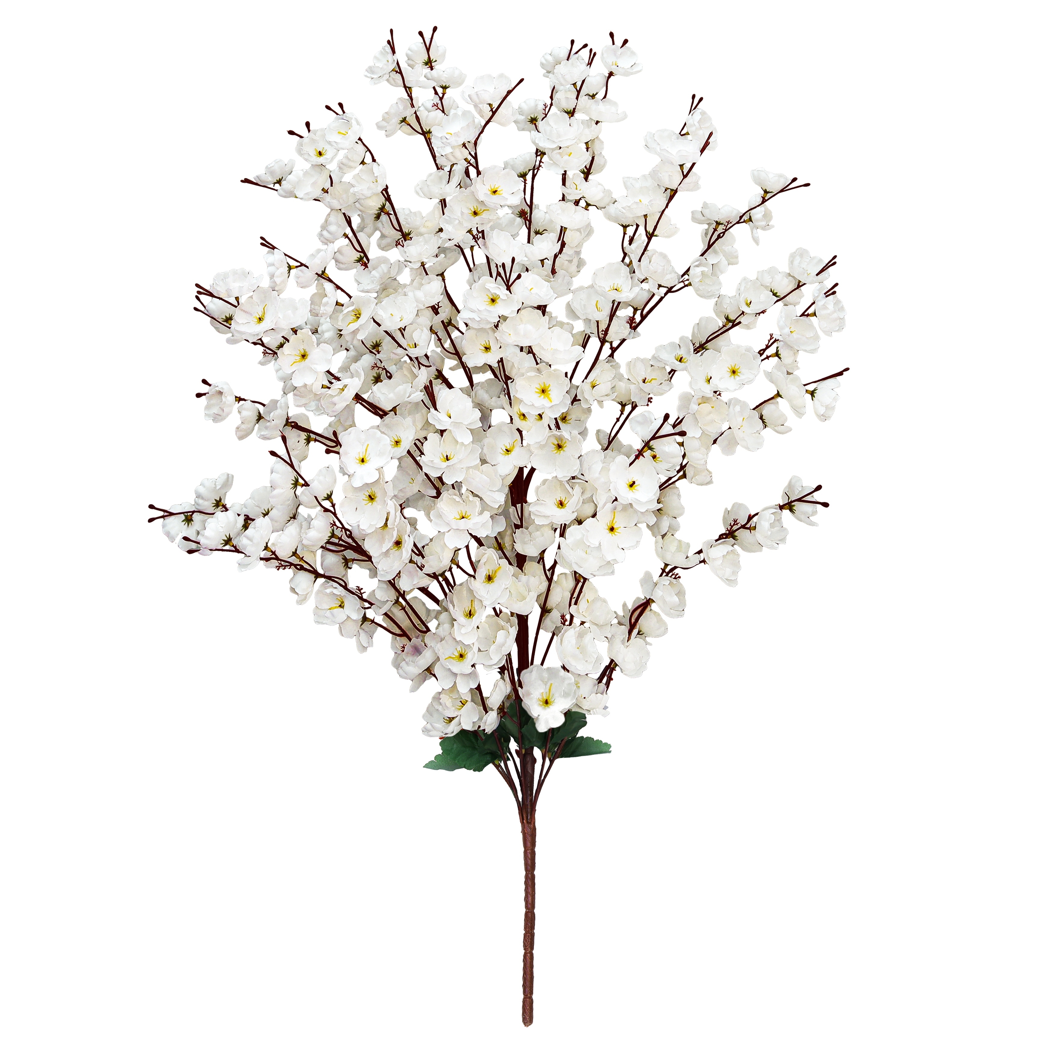 Cream White Artificial Cherry Blossom Flower Stem Bush Bouquet 39in - 39" L x 17" W x 17" DP
