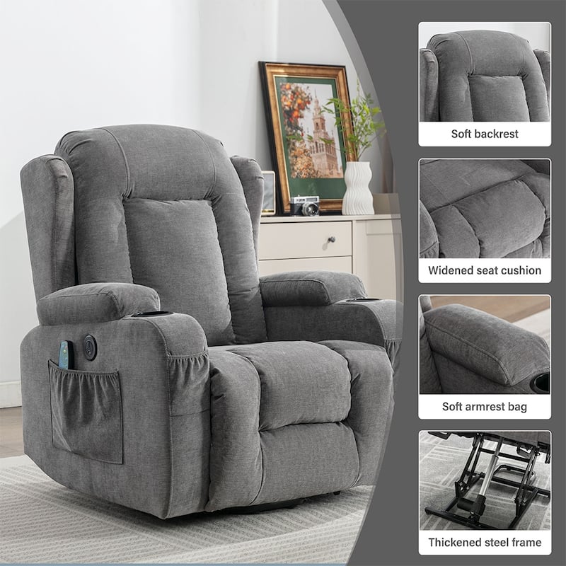 Modern Power Lift Recliner Chair w/Massage & Heat, Infinite Position