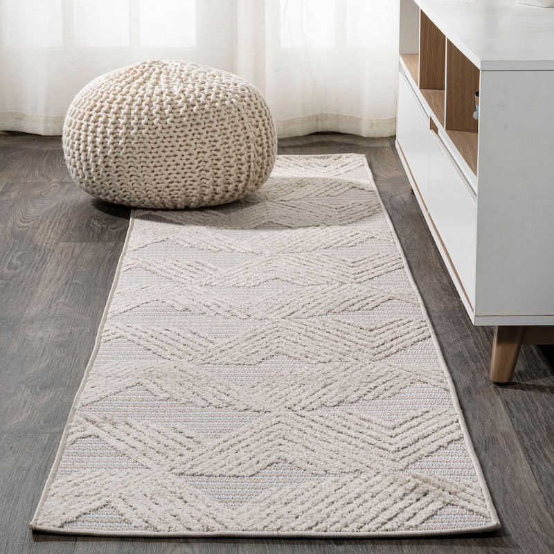 JONATHAN Y Sumak High-Low Pile Art Deco Geometric Indoor/Outdoor Area Rug
