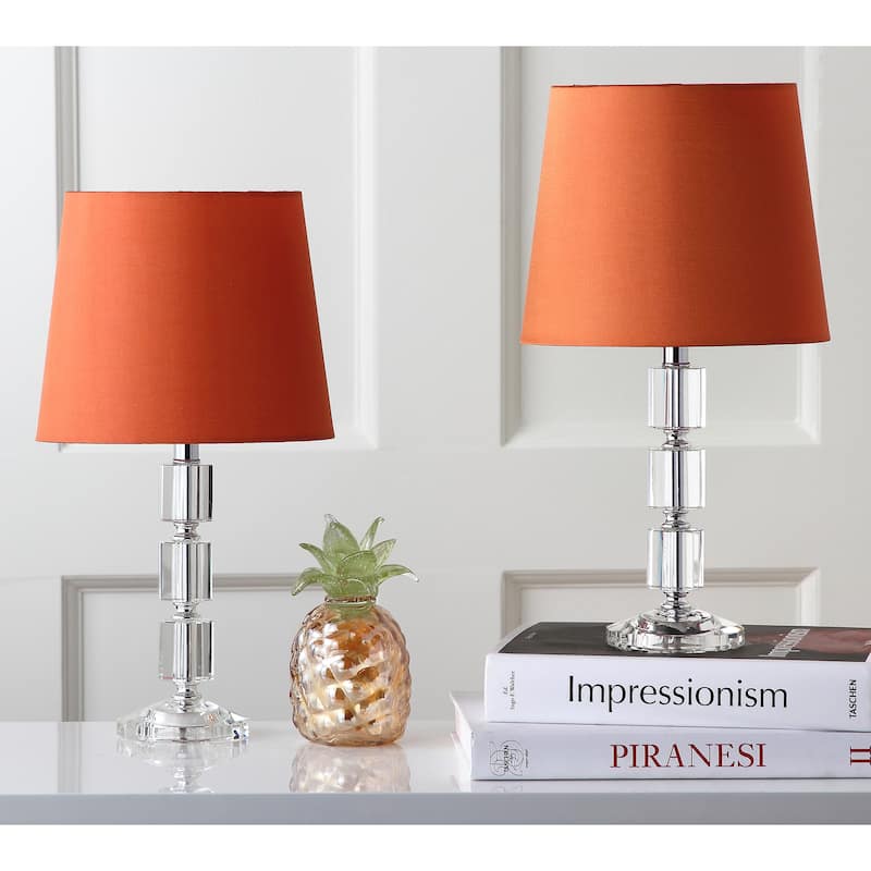 SAFAVIEH Lighting Catrina 15-inch Grey Shade Crystal Cube Table Lamp (Set of 2) - 9"x9"x16" - 9"Wx9"Dx16"H - Orange