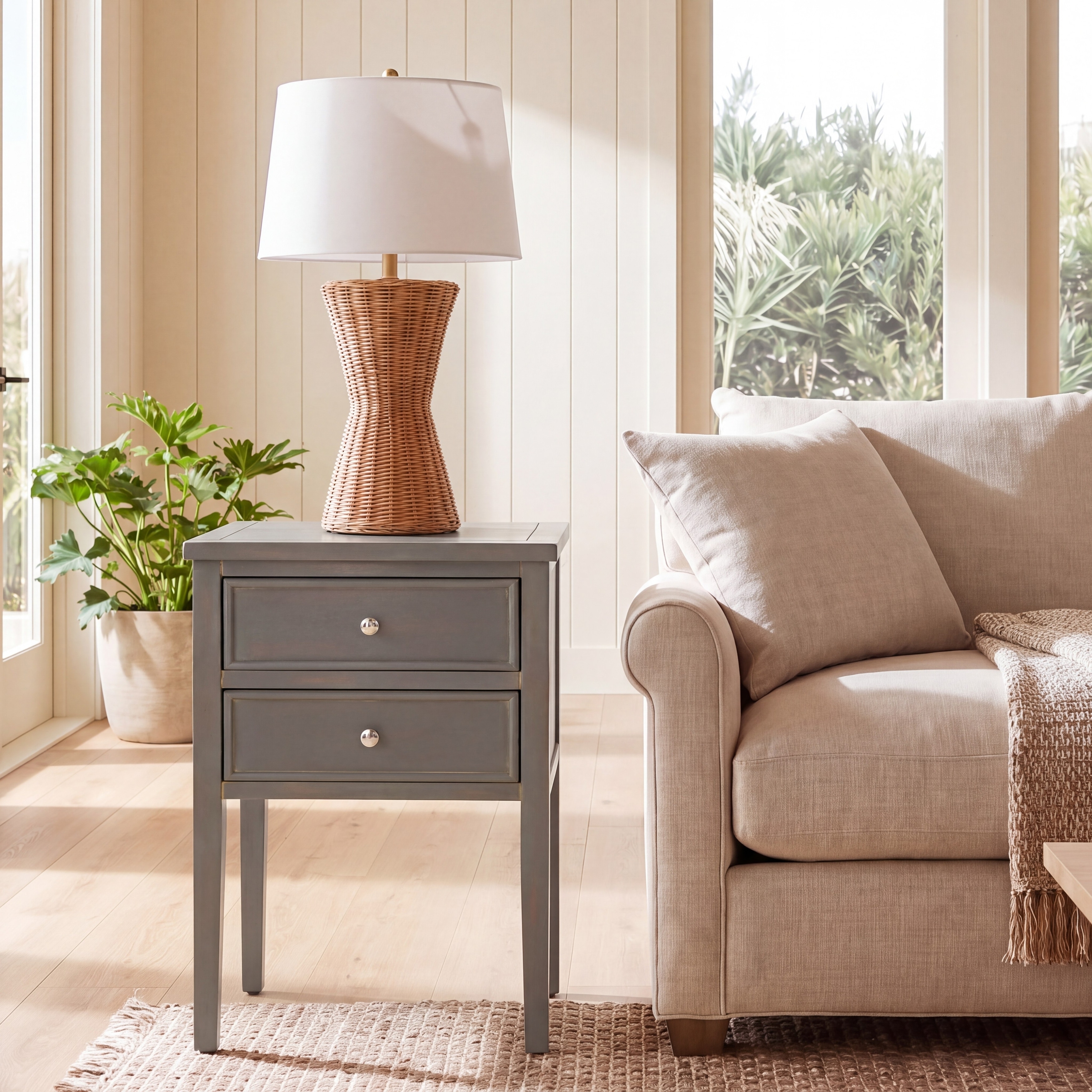 SAFAVIEH Minda 2-Drawer Accent End Table Nightstand (Fully Assembled) - 16.9" x 14.2" x 29.7" - 17Wx15Dx30H