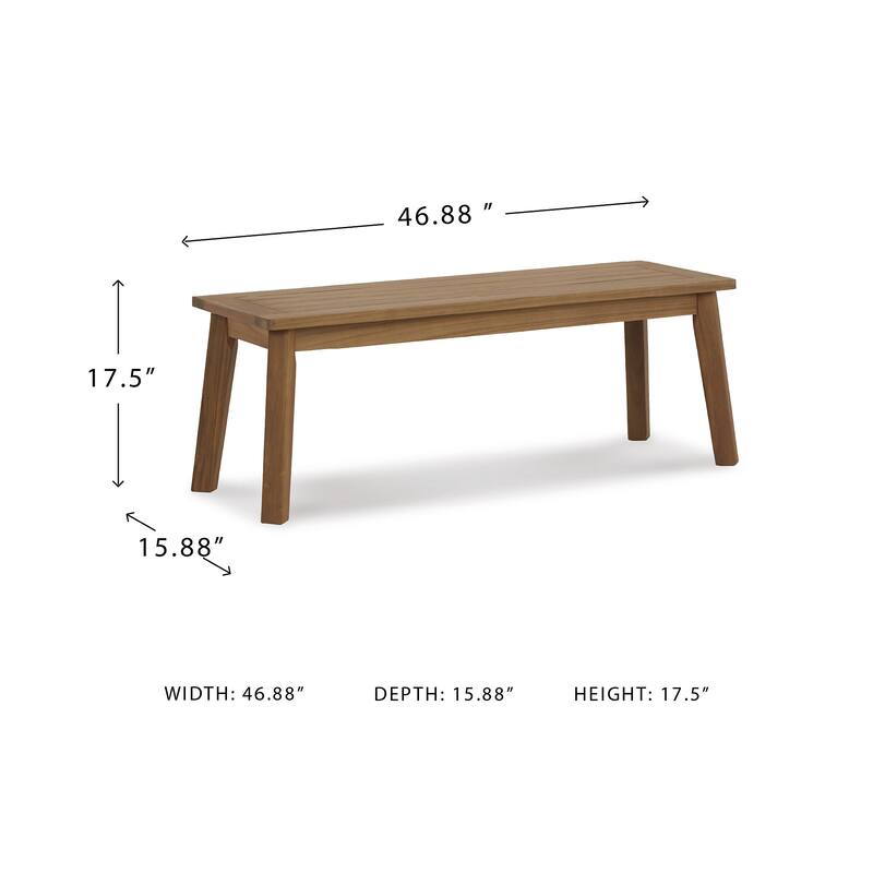 Janiyah Light Brown Bench - 47"W x 16"D x 17"H