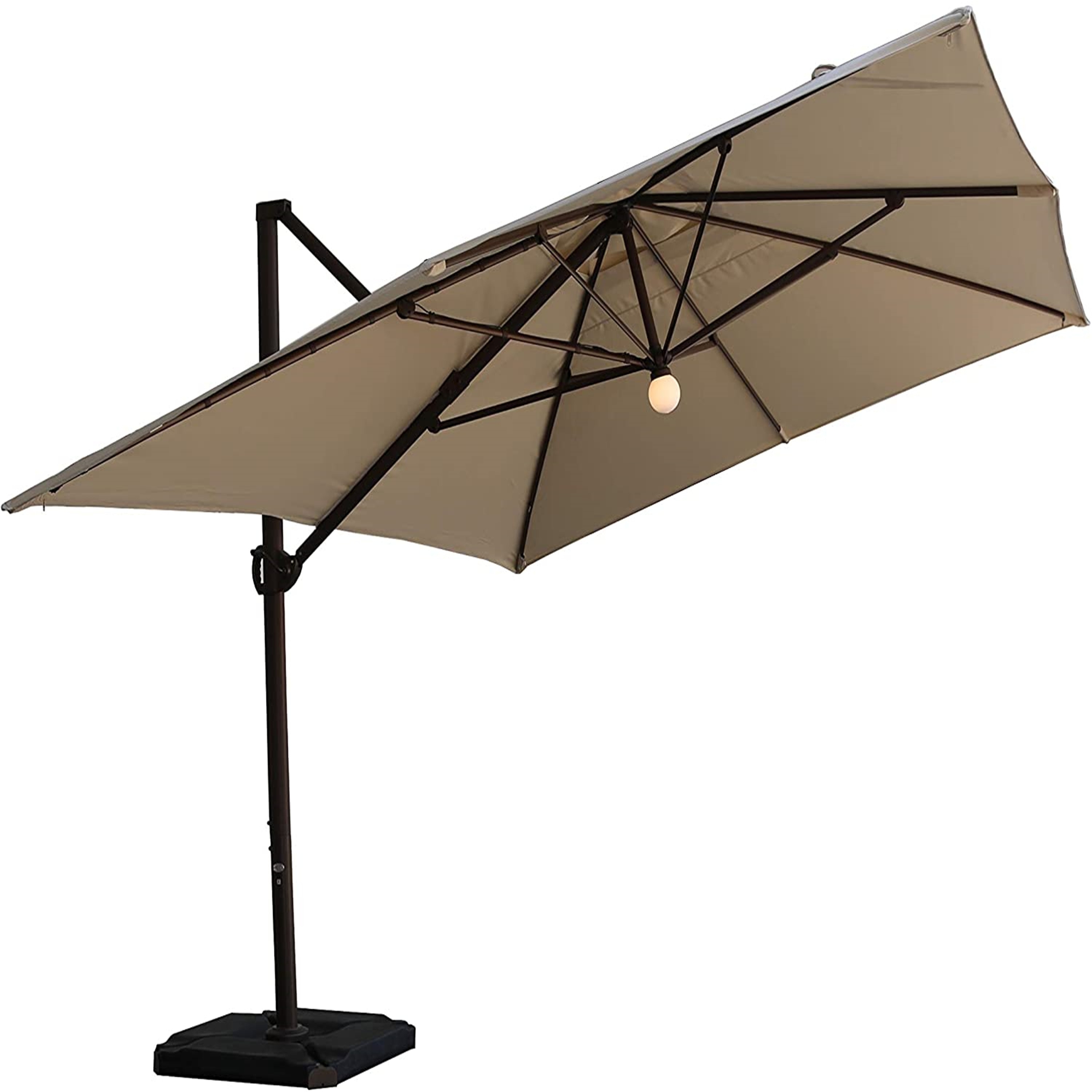 Shop Sorara 10 Ft By 13 1 Ft Offset Cantilever Umbrella With Led Solar Center Light Beige Overstock 31451377