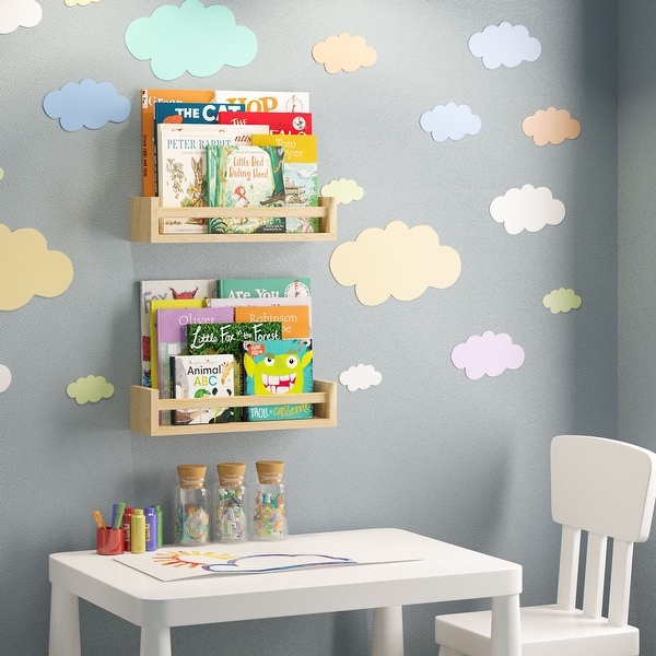 Wallniture utah set of 2 nursery room wood floating wall shelves white sales