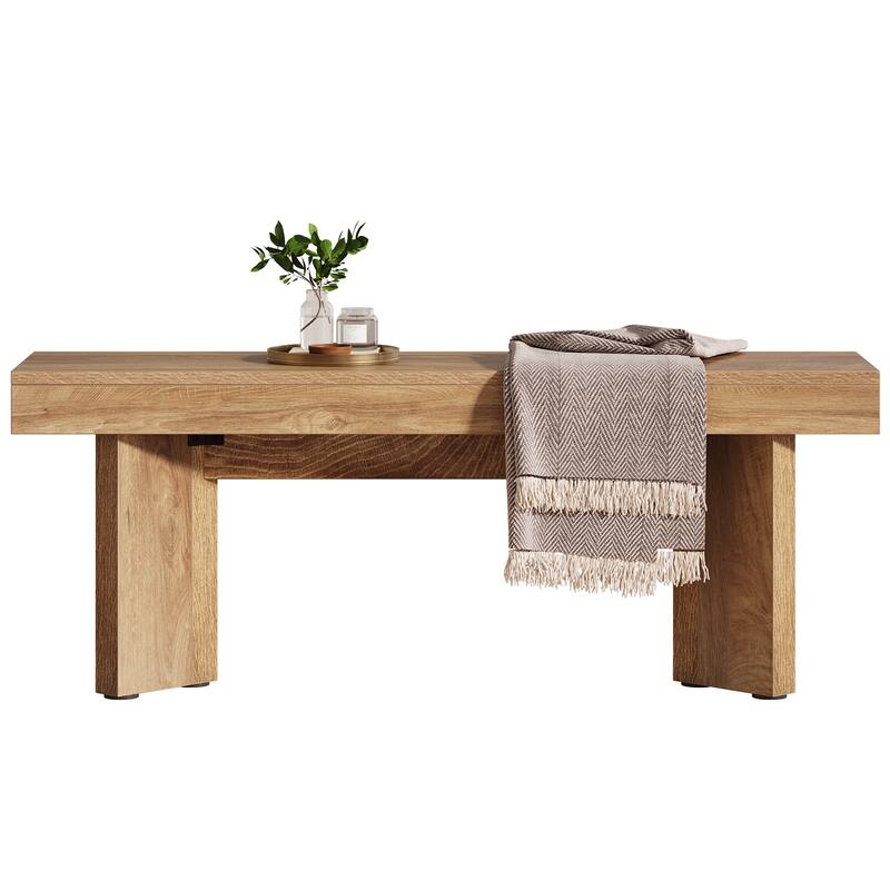 Wood Entryway Bench, Long Indoor End of Bed Bench, Bedroom Hallway Foyer Accent Seat Bench