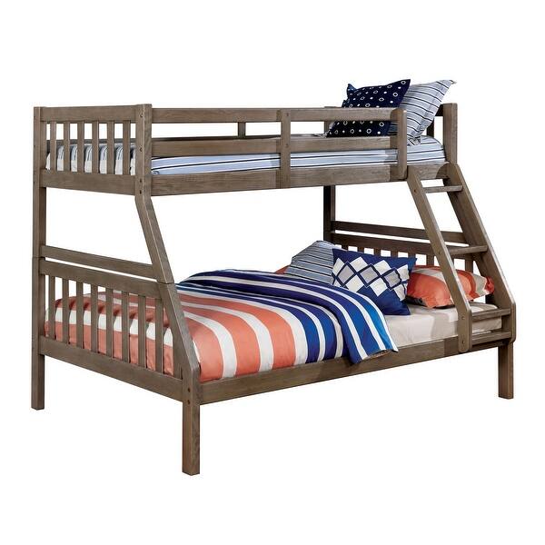 Shop Furniture Of America Gel Twin Full 2 Piece Bunk Bed W Trundle On Sale Overstock 25780800 Wire Brushed Warm Grey
