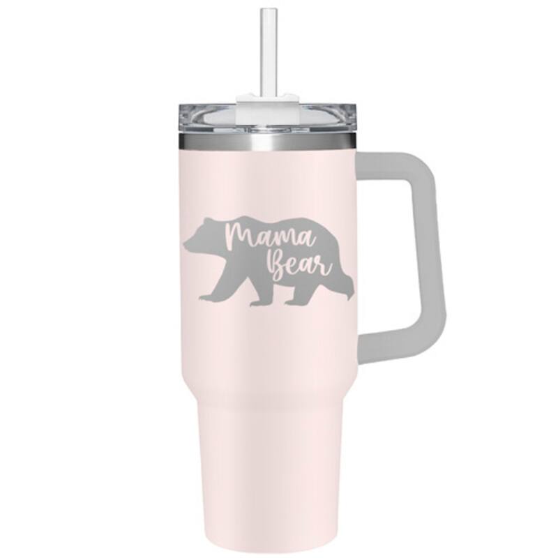 Mama Bear Canyon Cup, Double Wall Stainless Steel w/ Straw, 40oz, Gift Box - 40oz