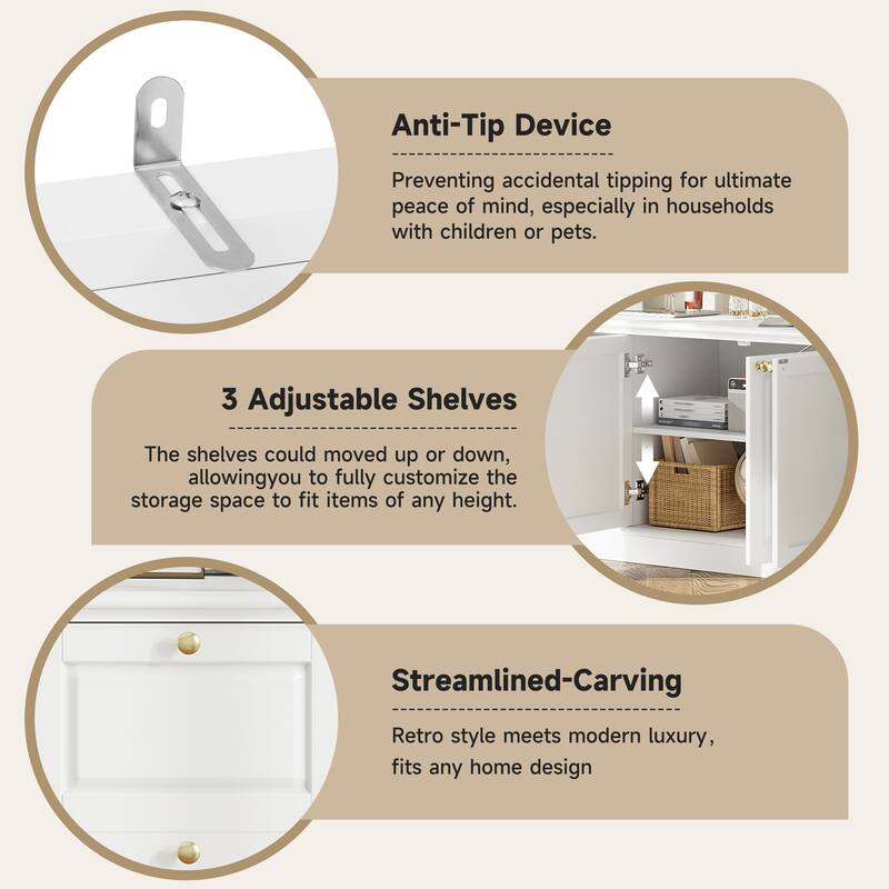 All-in-One Modern TV Stand with Bookcase for TVs up to 70 Inch, Large Entertainment Center with Adjustable Shelves