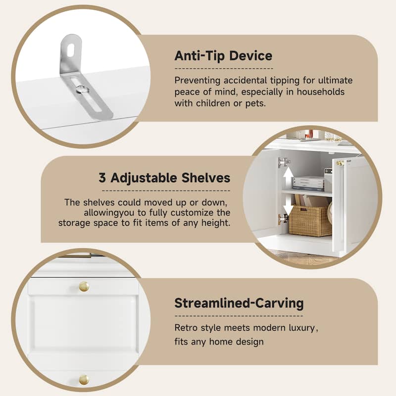 Wall Unit Entertainment Center for TVs up to 70", Wood TV Stand with Bookshelves, Media Console Cabinet with Adjustable Shelves