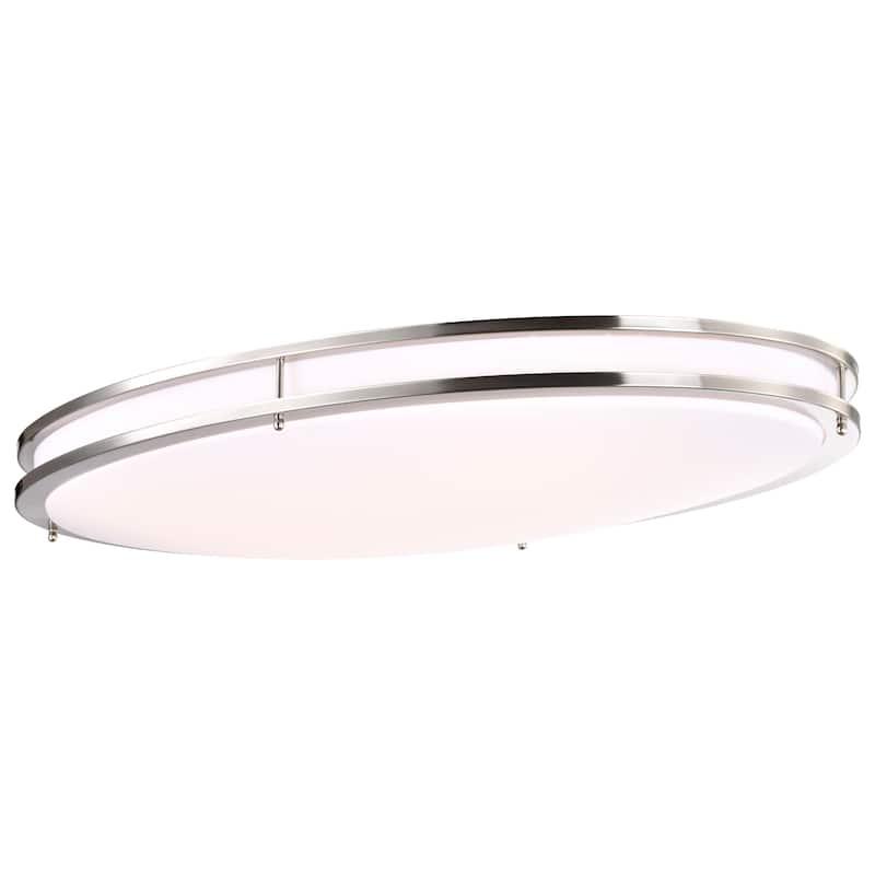 Glamour LED 32 inch Oval Flush Mount Fixture Brushed Nickel Finish CCT Selectable 3K/4K/5K - Brushed Nickel