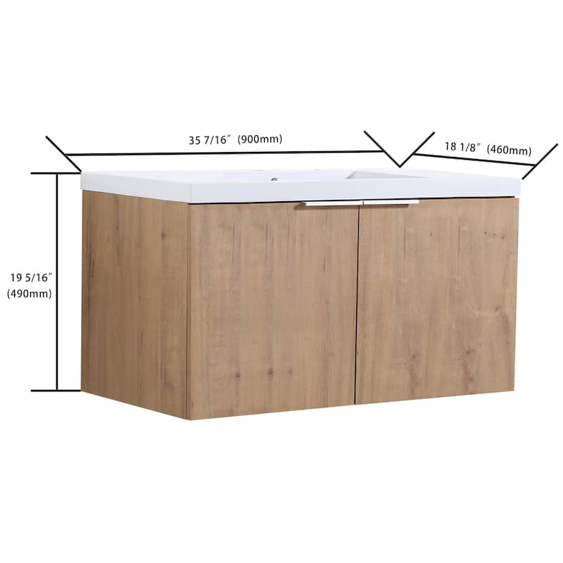 Bathroom Vanity With Sink In 24/30/36 Inch, Floating Bathroom Vanity With Soft Close Door