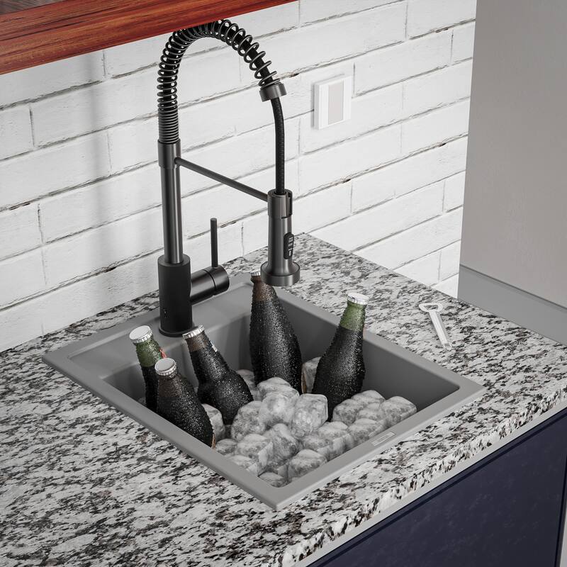 Karran QT-825 Drop-in 15-3/4" Single Bowl Quartz Composite Kitchen Sink