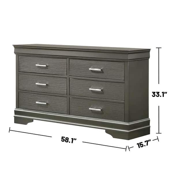 grey dresser black handles 6 Drawers Wooden with Bar Pull in Dark Gray - Bed Bath & Beyond Dark_Green