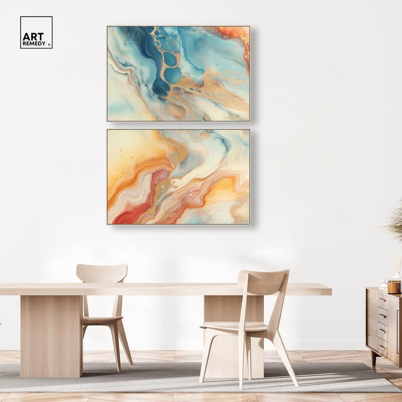 Marbled Sunrise I Canvas Set of 2 by Art Remedy