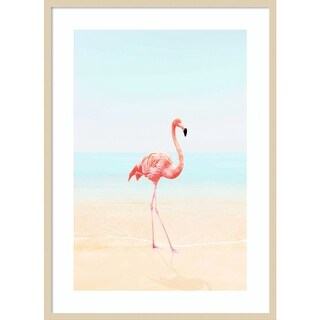 Flamingo on the Beach II by Tai Prints Wood Framed Wall Art Print ...