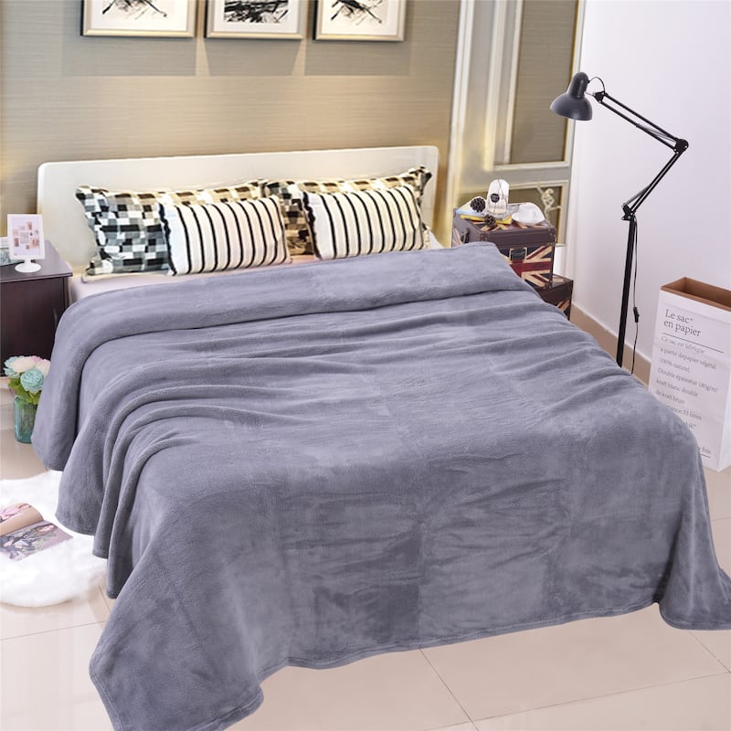 Luxury All Season Flannel Fleece Blanket - King(79"x91") - Grey
