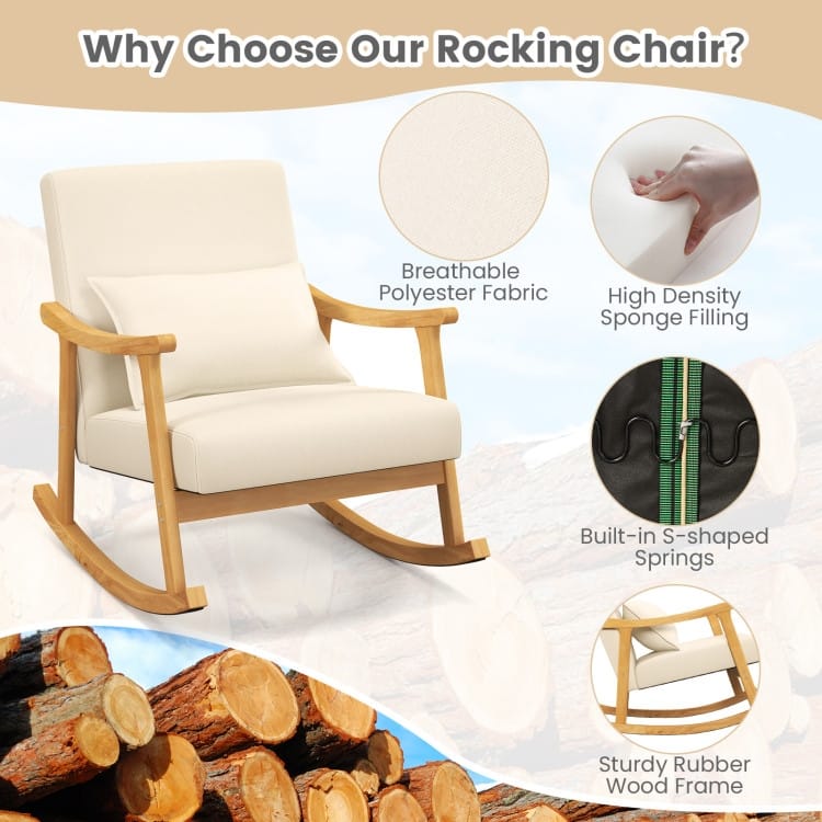 Soft Upholstered Rocking Chair for Living Room and Bedroom - 31" x 26" x 32.5"