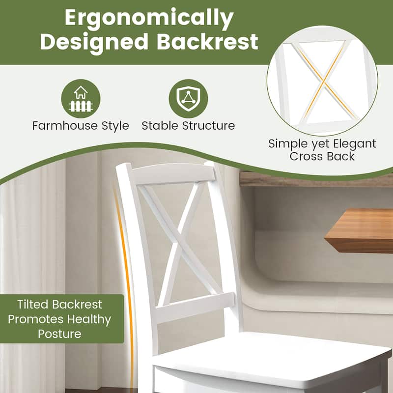 Gymax Dining Chair Set of 4 Kitchen Side Chairs w/ Rubber Wood Legs &