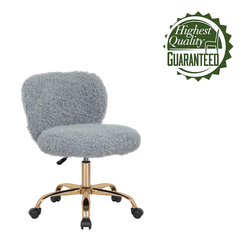 Porthos Home Itzel Armless Office Chair, Plush Fabric, Gold Legs