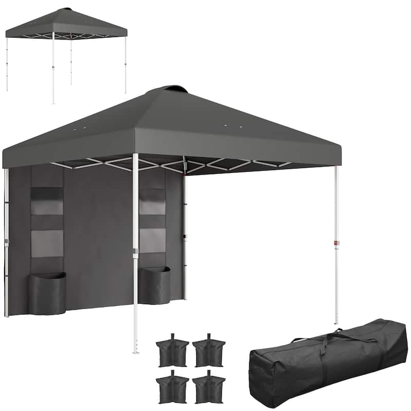 GDFStudio - 10x10 ft Pop-Up Outdoor Canopy Tent with Sidewall & Storage - Dark Gray