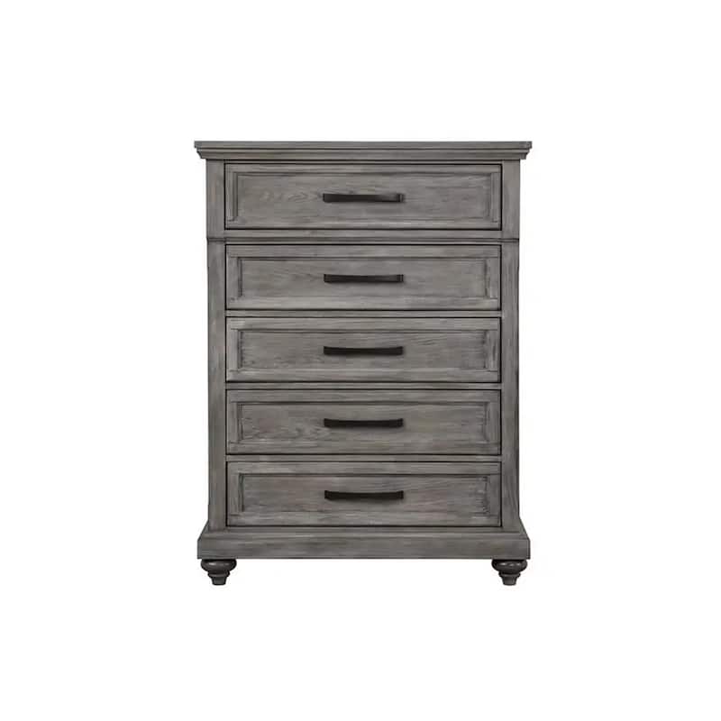Fimmy 54 Inch Tall Dresser Chest with 5 Drawers, Rustic Gray Wood Finish