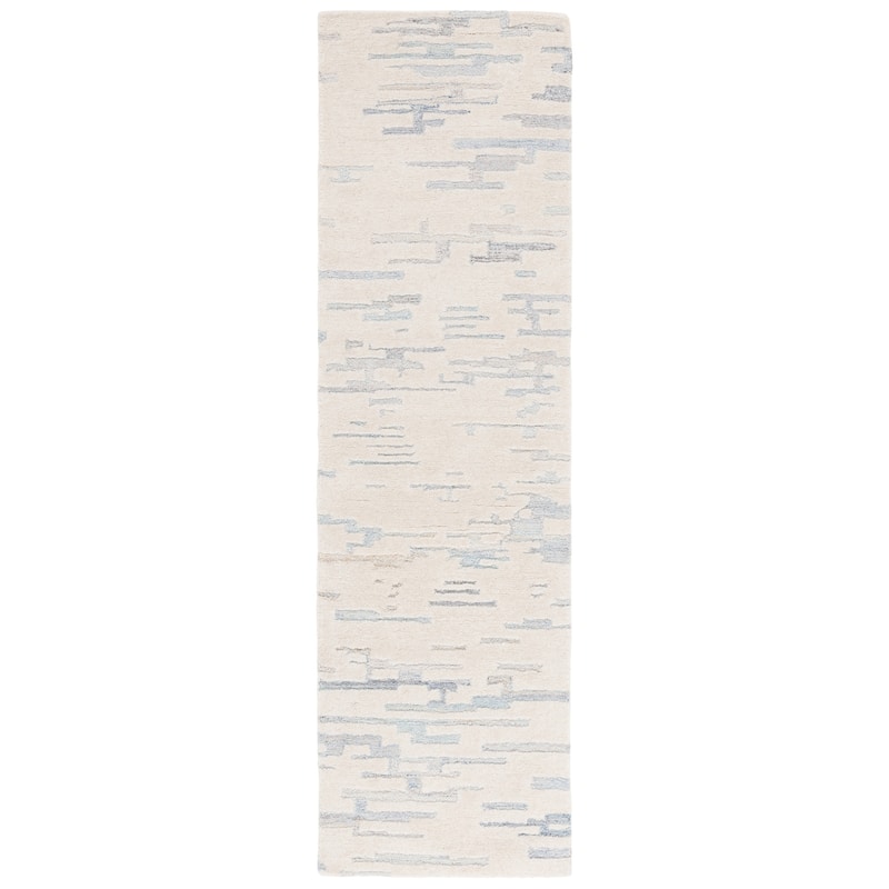 SAFAVIEH Handmade Renewal Camila Contemporary Wool Rug - 2'3" x 8' Runner - Ivory/Light Blue