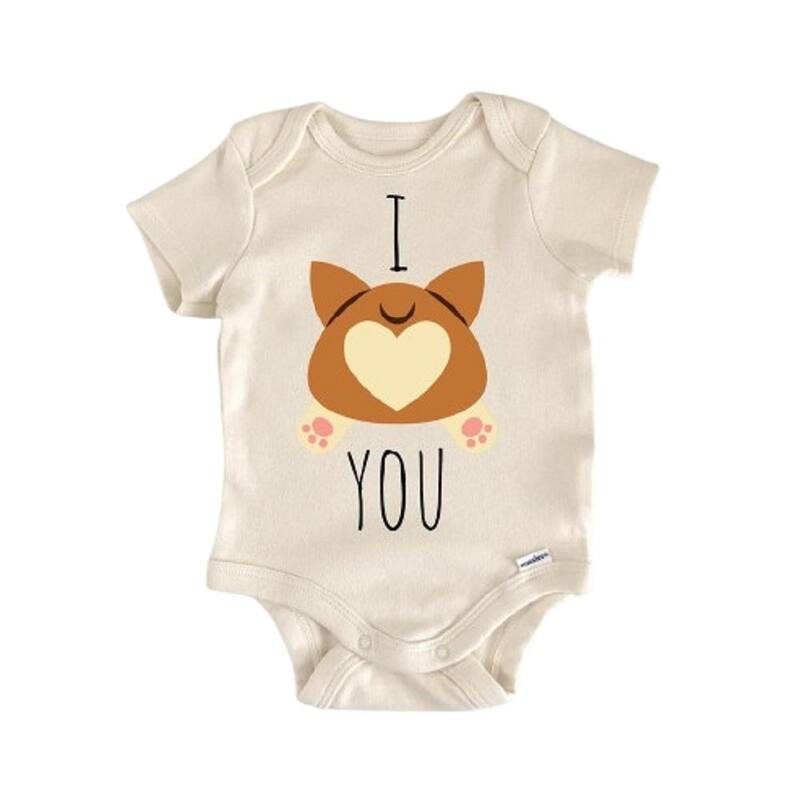 Corgi Dog Love - Baby Boy Girl Clothes Infant Bodysuit Funny Cute Newborn - Natural - 0-3M