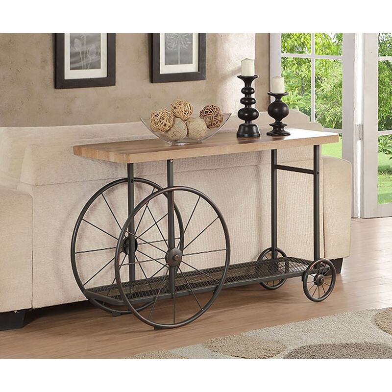 Ellison Oak and Antique Grey Sofa Table with Bottom Shelf