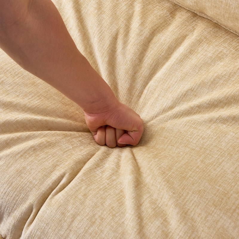 105" Modern L-Shaped Chenille Fabric Sectional Sofa with Ottoman