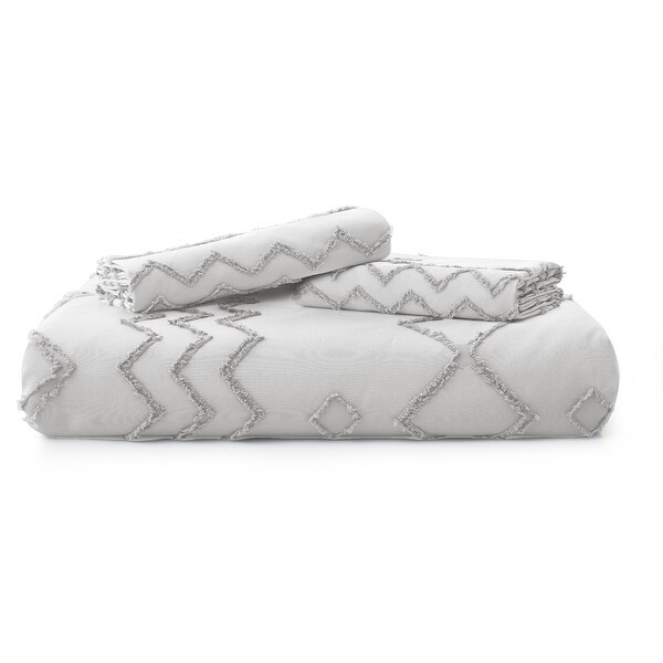 Tufted Clipped Jacquard Geometric Oversized Duvet Cover