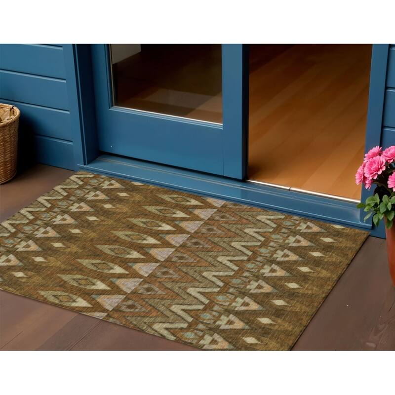 HomeRoots Southwestern Transitional Rectangle Outdoor Rug - 3' x 5'