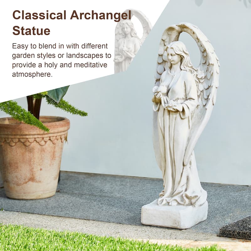 Glitzhome 20.5"H MGO Standing Archangel Garden Statue Outdoor Indoor Sculpture