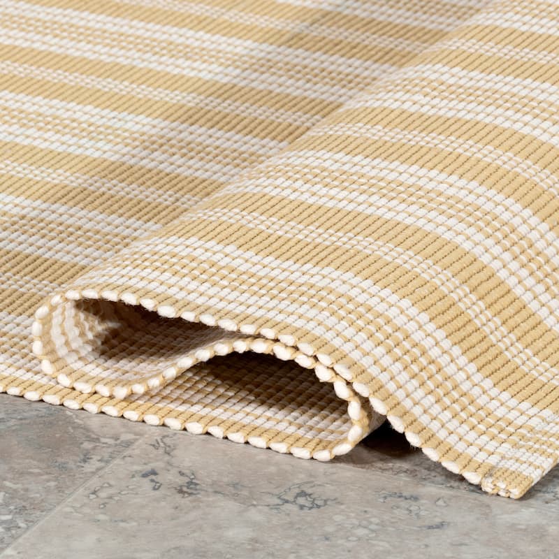 Home Conservatory Ticking Stripe Handwoven Indoor/Outdoor Area Rug
