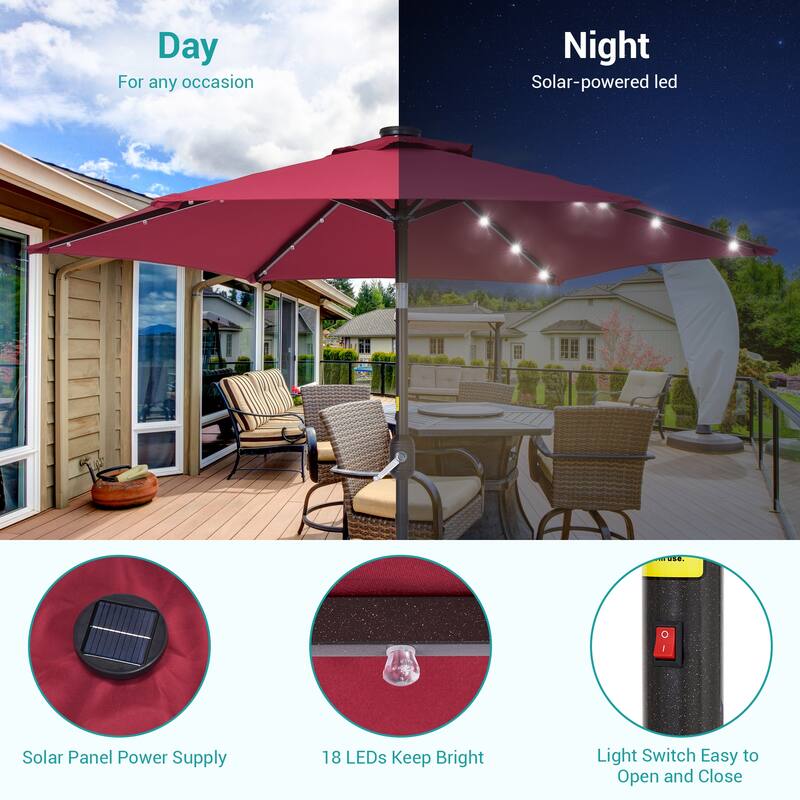 BONOSUKI 7.5ft LED Patio Umbrella Table Umbrellas,with Tilt and Crank