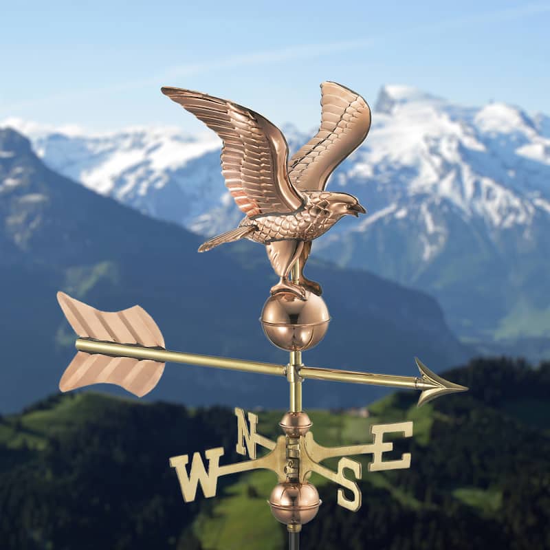 11" Wingspan Eagle Cottage Weathervane - Pure Copper w/Roof Mount by Good Directions