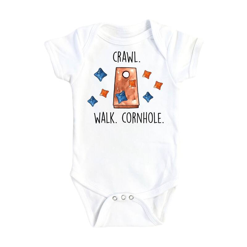 Cornhole Crawl - Baby Boy Girl Clothes Infant Bodysuit Funny Cute Newborn - White - 3-6M
